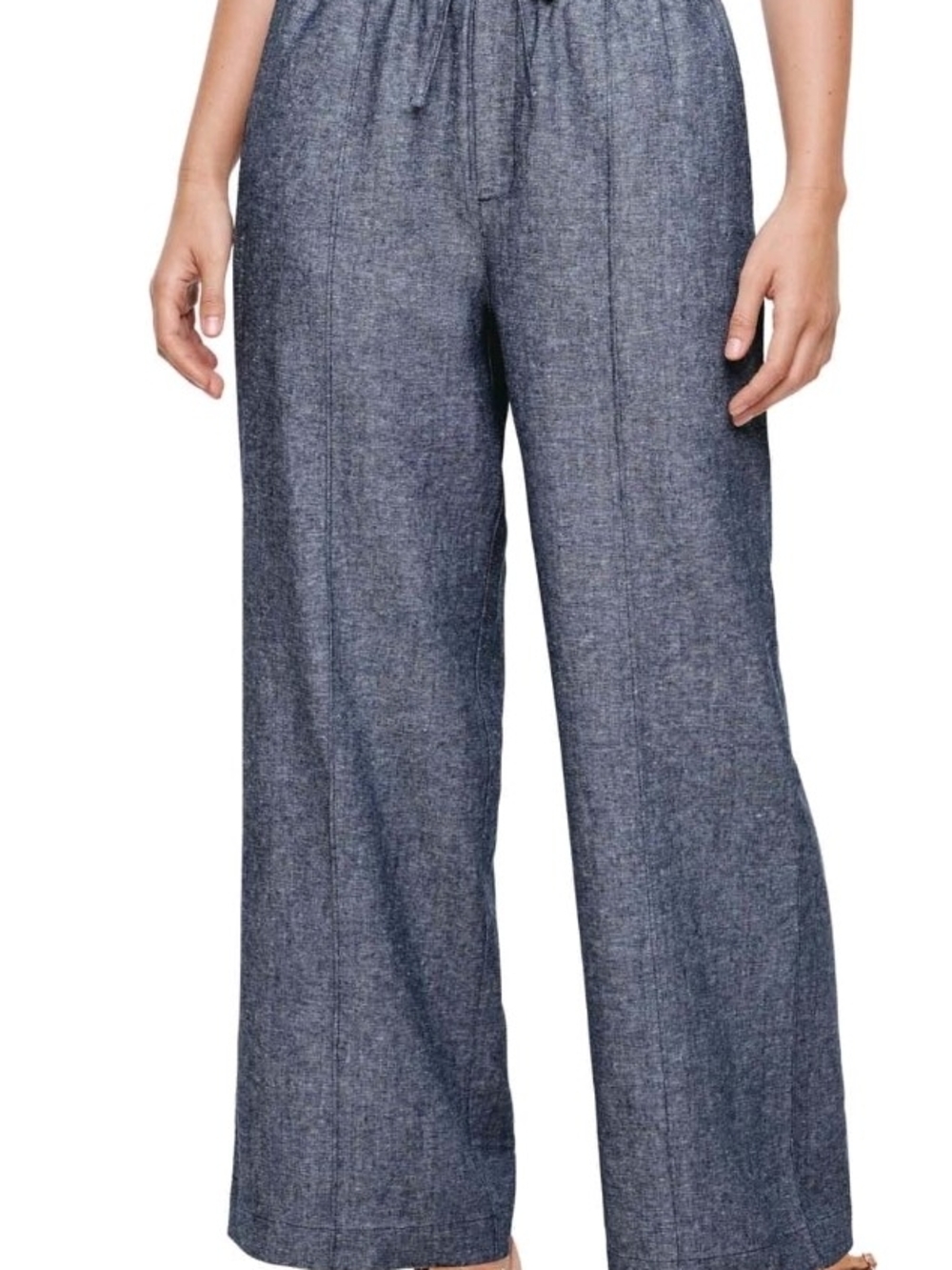GAP Wide-Leg Linen-Blend Pants in Denim Blue